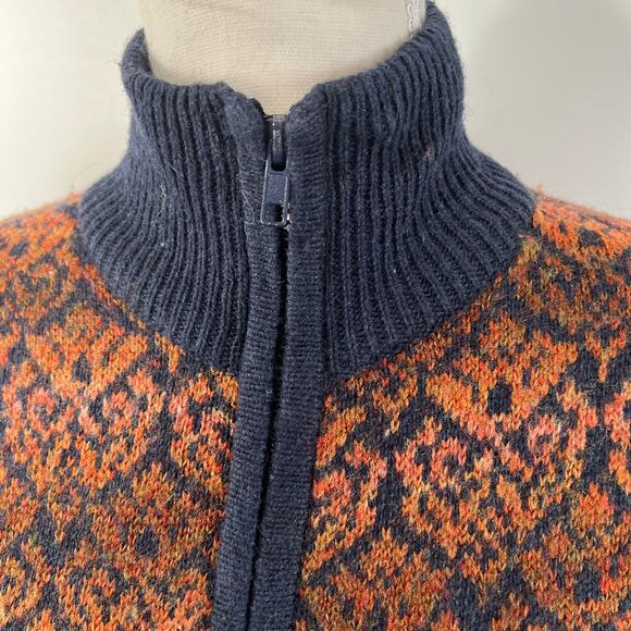 Vintage Zip Front Knit Cardigan by Dressbarn Embroidered Stripe Damask - Picture 4 of 7